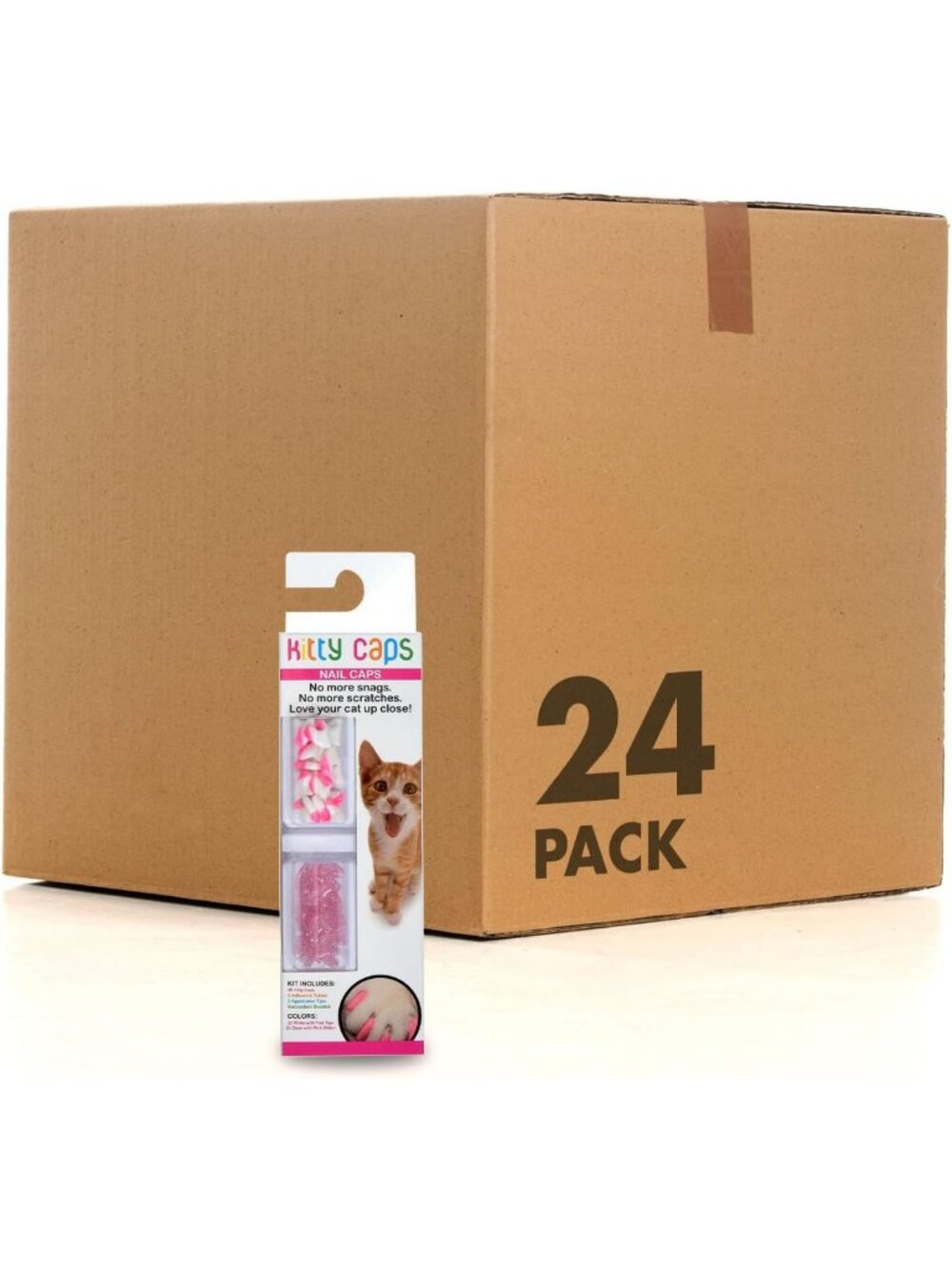 Stylish Nail Caps for Cats - White & Pink Glitter, Safe Declawing Alternative
